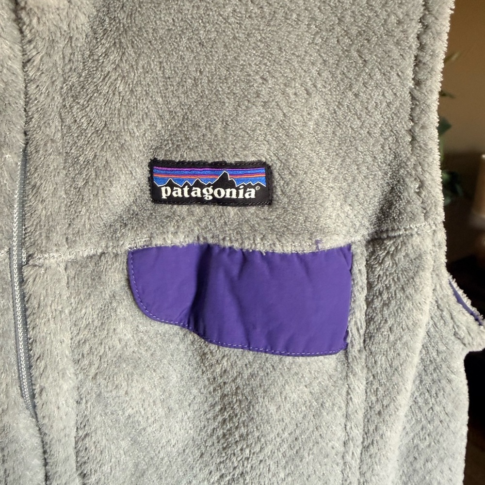 Patagonia Heather Gray Vest with Violet